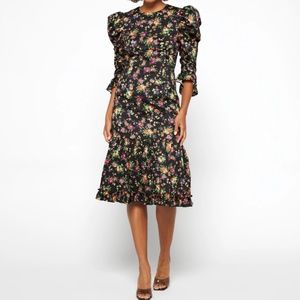 Black Halo Nadir Floral Cotton A-Line Dress